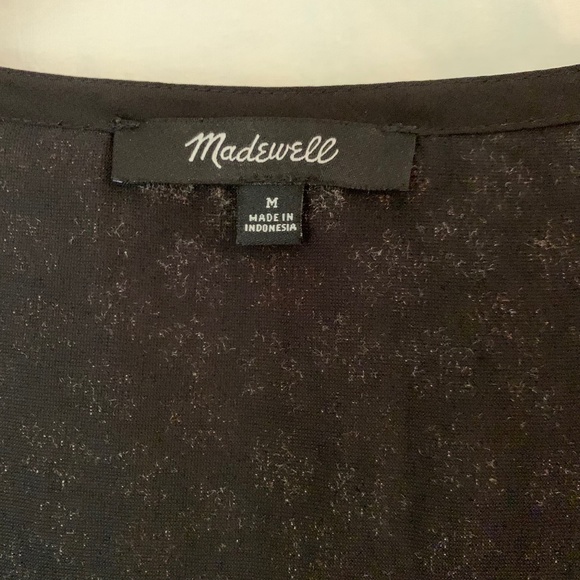 Madewell black floral velvet top with tulip sleeves - Picture 3 of 10